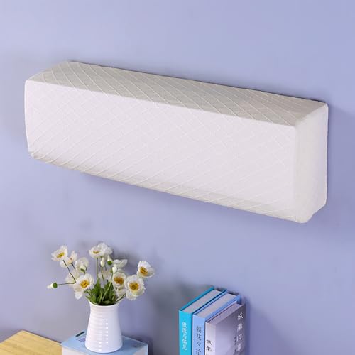 Morbuy Cubierta de Aire Acondicionado Antipolvo Jacquard de Color Sólido, Funda Protectora de Unidades de Pared Protector de Aire Acondicionado para Interiores (Blanco,1 Pieza)