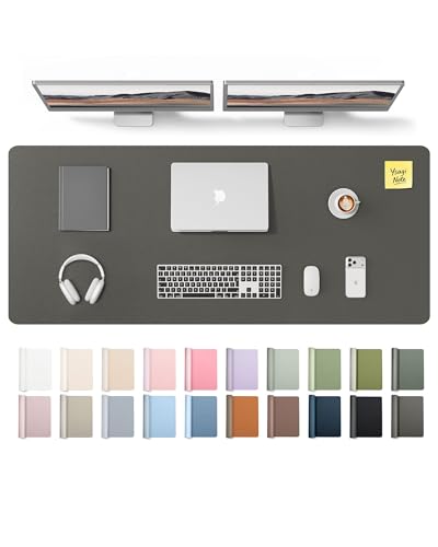 Image of YSAGi Leather Desk Pad Protector, Office Desk Mat, Large Mouse Pad, Non-Slip PU Leather Desk Blotter, Laptop Desk Pad, Waterproof Desk Writing Pad for Office and Home (Dark Grey,55 inch x 17.2 inch)