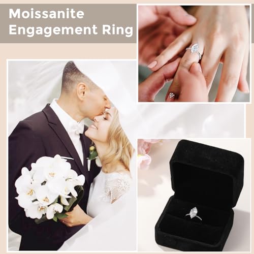 4CT Marquise Cut Moissanite Engagement Ring for Women, D Color VVS1 Clarity 14K Gold/White Gold Plated Solitaire Wedding Rings, Promise Anniversary Rings Gift, Size 5-104