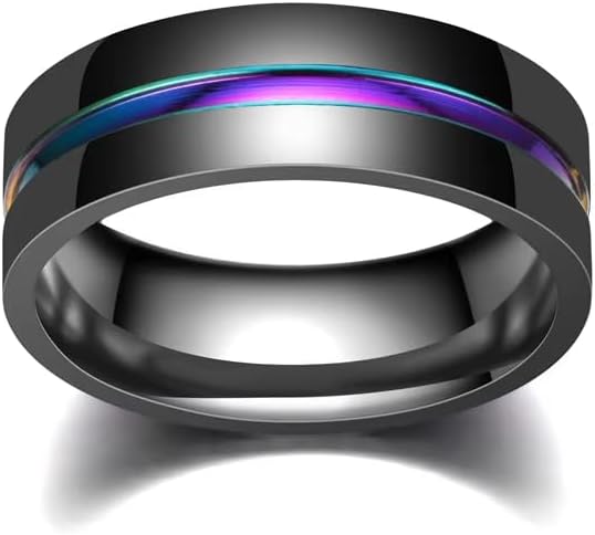 Stainless Steel Band Rings for Men,Cool Fidget Spinning Chain Ring Anxiety Relief Fashion Simple Wedding Engagement Black Ring - Image 3