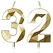 Geburtstagskerzen Zahlen 32, Geburtstag Kerzen, 5cm Gold Kerzen Geburtstag, Tortendeko Geburtstag, Geburtstagskerzen für Geburtstagsdeko, Nummer 32