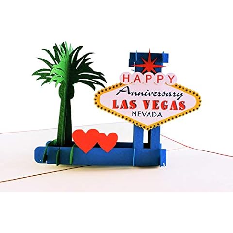 iGifts And Cards Unique Happy Anniversary Las Vegas 3D Pop Up Greeting Card - Cute Couple, Special Occasion, Congratulations, Celebration, Wedding, Marriage, Love, Vow Renewal, Inspirational, Unique Cover