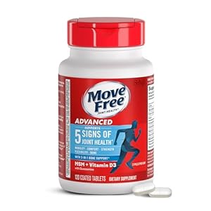 Move Free Advanced Glucosamine Chondroitin MSM + Vitamin D3 Joint Support Supplement, Supports Mobility Comfort Strength Flexibility & Bone + Immune Health – 120 Tablets (60 servings)*