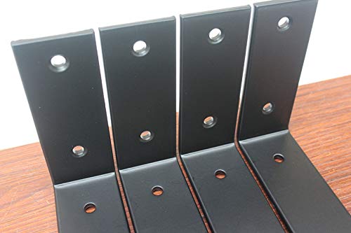 4 Pack - 5.5"L X 4"H X 1.5"W 5Mm Thick Black Hook Brackets, Hook Iron Shelf Brackets, J Bracket, Metal Shelf Bracket, Industrial Shelf Bracket, Modern Shelf Bracket Shelf Supports With Screws #TOP6