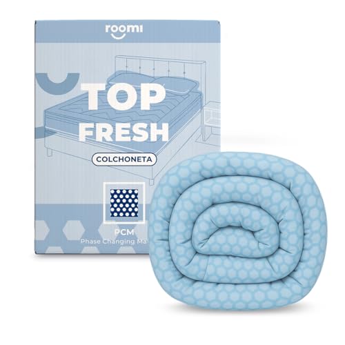 Listado de Colchoneta para colchon para comprar hoy. 50 ROOMI Cubre Colchón Top Fresh | Frescura Inmediata, Extra Suave y Confortable | Colchoneta Hipoalergénica y Antiácaros | Resorte Ajustable Colchón 30 cm Altura (Matrimonial)