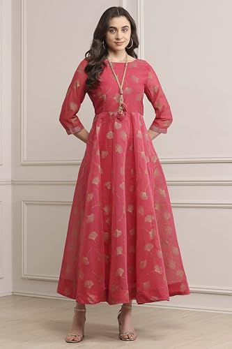Image of BIBA Women Cotton Blend Maxi Flared Classic Printed Dress