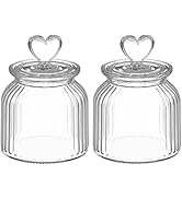 Amazon.com: HomeyHoney 22 oz Clear Glass Canister with Cute Heart
