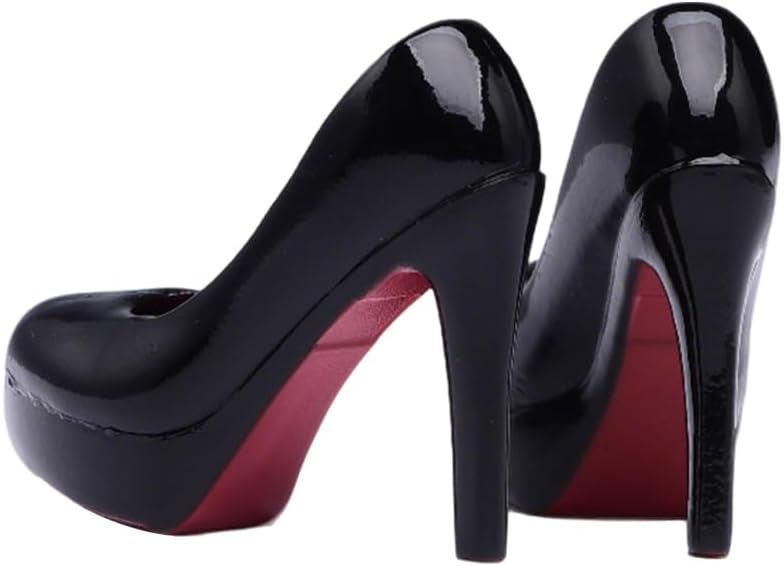 Fremego 1/6 Scale Female High-Heeled Shoes Leather Shoes Model Accessory for 12inch PH TBL JO Action Figure Body (Black)