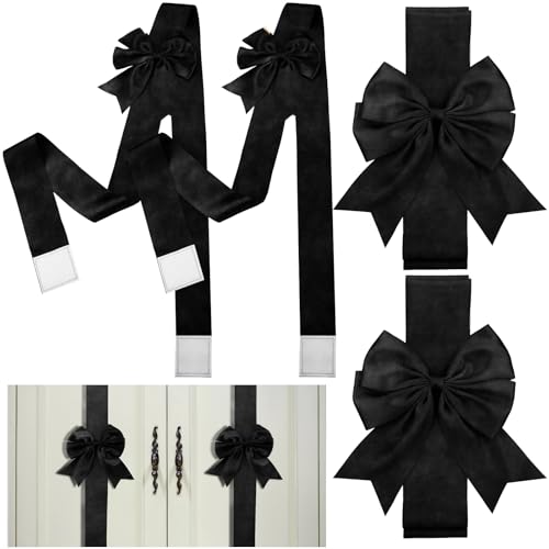 Syhood 6 Pcs Christmas Cabinet Door Bows Large Xmas Ribbons Cabinet Door Windows Bows for Christmas Festive Party Cabinets Furniture Kitchen Decorations(Solid,Black,3 Inches Wide) by Syhood - Used condition - US$13.68