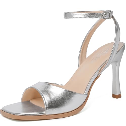 Image of Mostrin Strappy Heels for Women Square Open Toe Lace Up Heeled Sandals Ankle Strap Sexy Stiletto High Heels for Party, Prom, Dating, Wedding