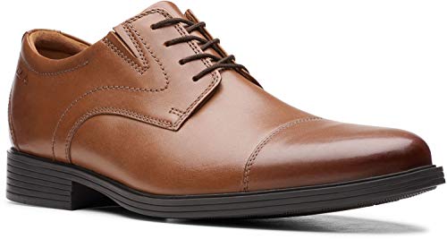 Clarks Clarks Men's Whiddon Cap Oxford, Dark Tan Leather, 10 Wide
