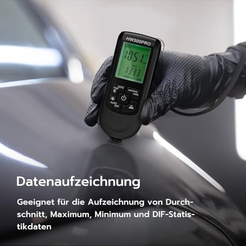 Mcbazel Digitales Schichtdickenmessgerät, Lackdickenmessgerät, Lackmessgerät Auto, Messbereich 0 bis 2000um [Schwarz]