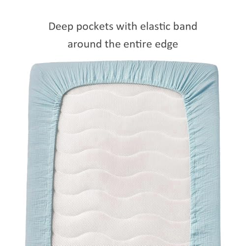 Image of Muslin Crib Sheets for Baby Boys Girls, Neutral Fitted Crib Mattress Sheet