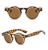 MTZJH Fashion Retro Round Steampunk Sunglasses Men Vintage Steam Punk Sun Glasses For Women