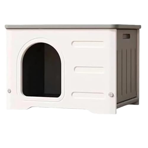 屋外・室内兼用 猫用ハウス 小型犬 ペットハウス HDPE製 防寒 防水 四季対応 クッション付き 組立式 洗える ペットシェルター 猫シェルター (C)