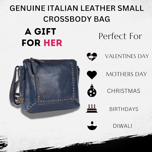 Image of Genuine Italian Leather Boho Studded Crossbody Sling Bag - Stylish, Durable, & Perfect for Everyday Use for women
