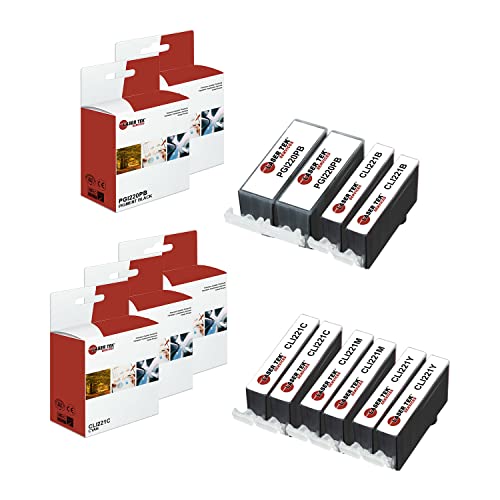 Laser Tek Services Compatible High Yield Ink Cartridge Replacement for Canon PGI-220 CLI-221 Works with Canon Pixma iP3600 iP4600, MP540 Printers (Pigment Black, Black, Cyan, Magenta, Yellow, 10 Pack)