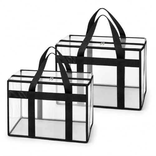Image of DALUCI 2 Pack Wardrobe Storage Bags for Clothes, Saree & Blanket Organizer with Zipper & Handle, Foldable Underbed Storage Box, Moisture Proof Cloth Storage Bag (Transparent, 2-Pack)