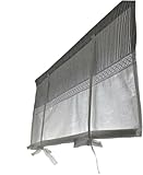  Raffrollo Gardine Spitze gestreift grau/weiß