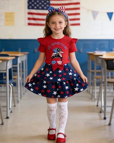 Image of Akyzic Little Girl Skirt Outfit Two Piece Spring Summer Outfit Butterfly Dress Cat Print Skirt Toddler Girl Outfit Set