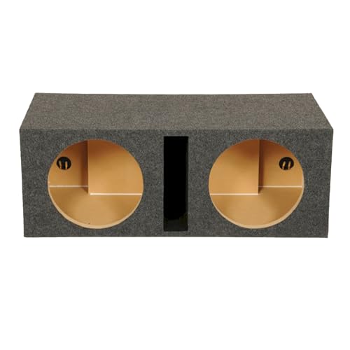 Q Power 2 Hole 12-Inch Vented Heavy Duty Subwoofer Enclosure with 1-Inch Thick MDF Face and Gold Tipped Spring Loaded Terminal Charcoal Grey
