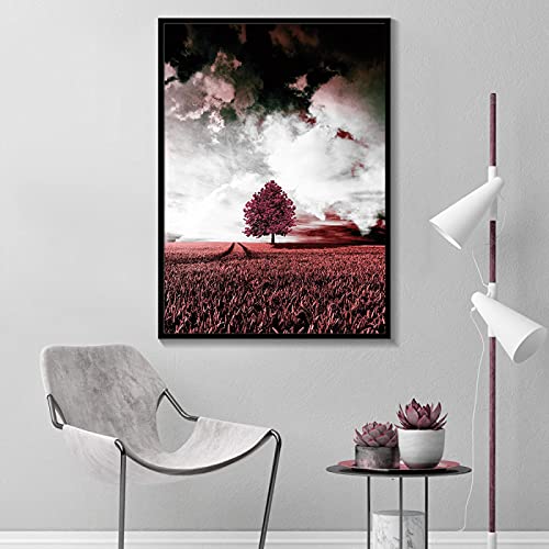 Toile nature scandinave colorée et affiche paysage saisons pour décoration murale de salon