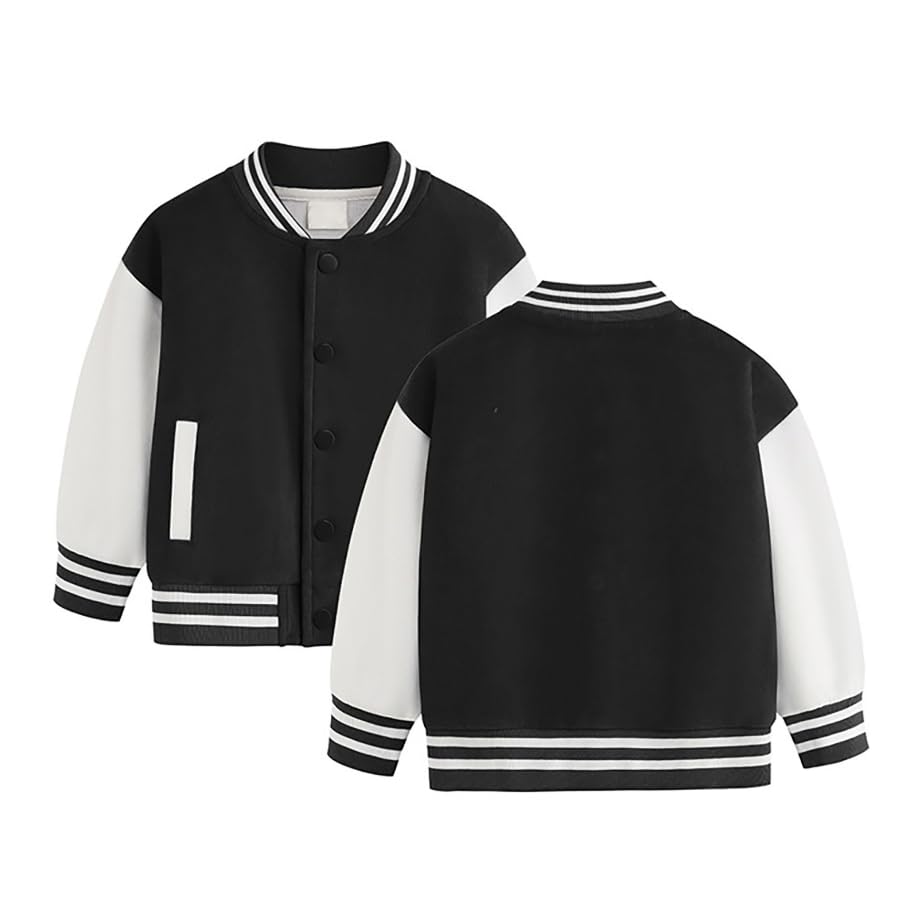 Kids Boys Varsity Baseball Jacket Letterman Jacket School Basic Casual Teens Fall Coat Outerwear Aesthetic Sport Sweatshirt