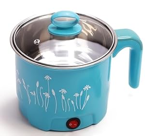 VISHWA IMPEX Electric 1.8 Litre Mini Cooker Kettle with Glass Lid Base Concealed Base Cooking Pot Noodle Maker Egg Boiler hot Pot Vegetable and Rice & Pasta PorridgeTravel Cookers and Steamer