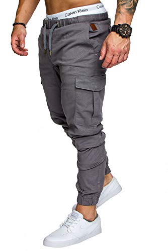 Preisvergleich Produktbild Amaci&Sons Jogger Cargo Herren Chino Jeans Hose 7001 Dunkelgrau W36