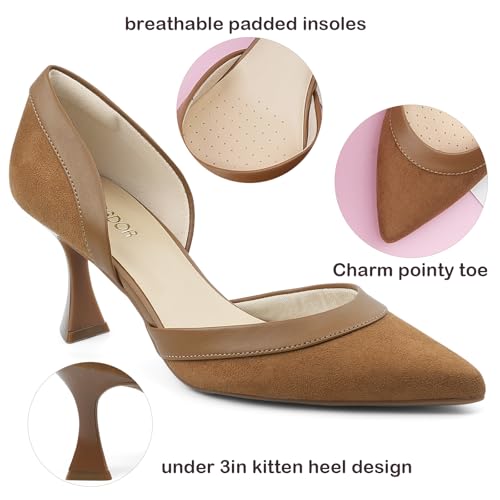 Image of JENN ARDOR Women's Pumps Low Heels Pointed Closed Toe Kitten Dress Shoes for Women Comfortable Stiletto Heeled Sandals Classic Wedding Party D'Orsay Work Pumps