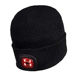 PRODUKZERTIFIZIERUNG: CE . Portwest Beanie mit wiederaufladbaren LED - Leuchten vorn und hinten, Größe: Einheitsgröße, Farbe: Schwarz, B028BKR