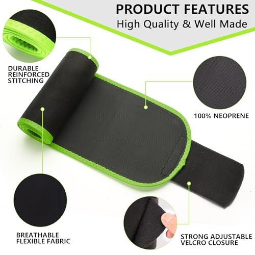 Leann L!fe 52” Waist Trimmer for Slim Belly, Premium Sweat Band Enhancing Fitness Belt for Weighted Hula Hoop Weight Loss, Waist Trainer Women and Men, Stomach Sweat Wrap, Black/Green - Thumbnail 6