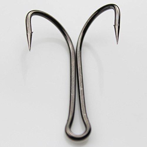 Luengo 30Pcs Fishing Typical Double Hook High Carbon Steel Small Fly Tying Fishing Hooks Open Shank Double Frog Hook (8#) #TOP6
