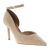 Cuir et autres matériaux Tamaris - Escarpins en Cuir Beiges en Daim à Talon Aiguille avec Une Sangle à la Cheville - Taille Numeric_35