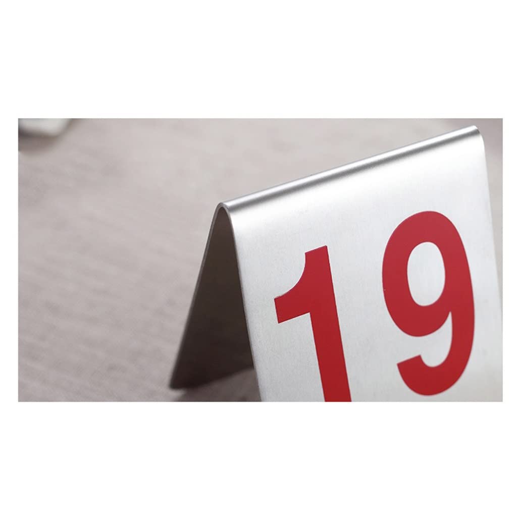 5 placas de metal de acero inoxidable para mesa de comedor de pie, de doble cara, para restaurante, cafetería, bar, marcador de mesa, tarjeta de asiento reservado, números del 1 al 5 (6 x 7,5 cm)
