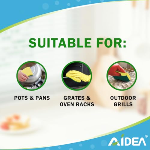 Image of AIDEA Sponges Kitchen, 9Count, Dish Sponges, Heavy-Duty Sponge for Non-Coated Cookware, Scrubbing Power for Tough Messes, Cleaning Sponge for Kitchen, Bathroom, Household