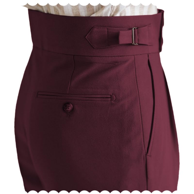 Mens Gurkha Pants Slim Fit Flat Front Stretch Skinny Tapered Dress Pants Casual Trousers