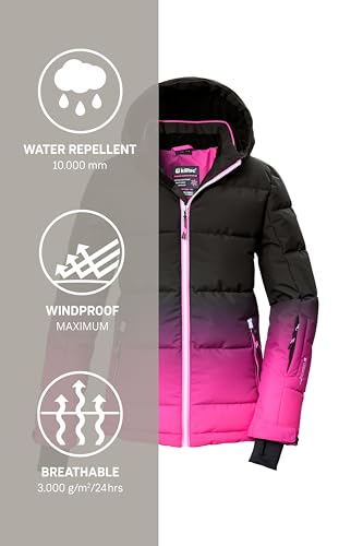 killtec Mädchen Skijacke/Ski-Steppjacke mit Kapuze und Schneefang KSW 330 GRLS SKI QLTD JCKT, pink, 128, 42469-000