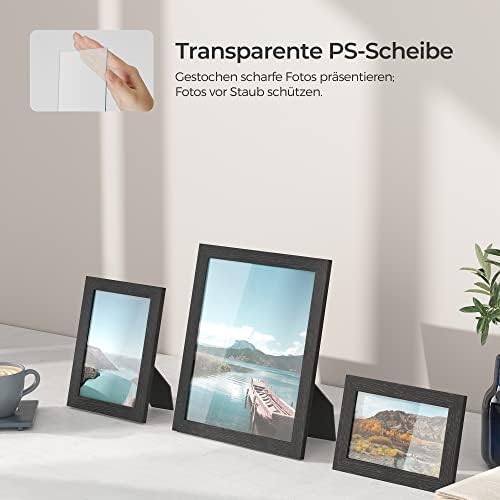 SONGMICS Picture Frames Set of 10 Photo Frames - Two 8" x 10" (20 x 25 cm), Four 5" x 7" (13 x 18 cm), Four 4" x 6" (10 x 15 cm), Black RPF310H