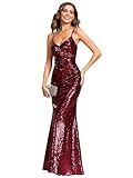 Ever-Pretty Women's V Neck Glitter Sequin Sleeveless Dance Party Dress for Women Burgundy US12