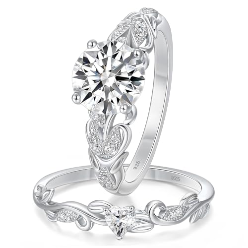 SHELOVES AAAAA CZ Wedding Ring Set For Women Leaf and Vine Engagement Rings for Her 925 Sterling Silver 5-10