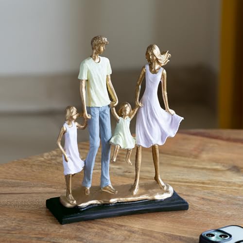 Image of ExclusiveLane 'Joyful Family' Modern Decorative Showpiece for Home Decor Decorative Items for Living Room Sculpture (Resin, Handcrafted, 26.7 cm)| Handcrafted Showpiece for Gift |