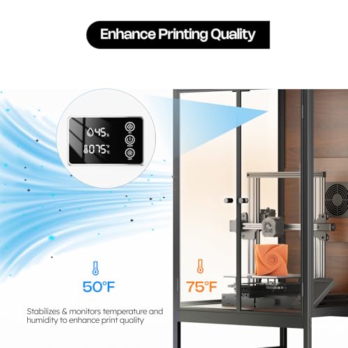 Crafit 3D Printer Cabinet with 48 Spools Filament Storage Rack, 3D Printer Enclosure with Ventilation, Thermo-Hygrometer and LED Light, Heat-Resistant, Dustproof and Noise-Reduction Design, Upgraded by Crafit - Image 2