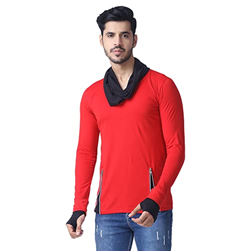 Image of Black Collection Men's Attached Muffler Full Sleeve T-Shirt(SKU: BCN0023)