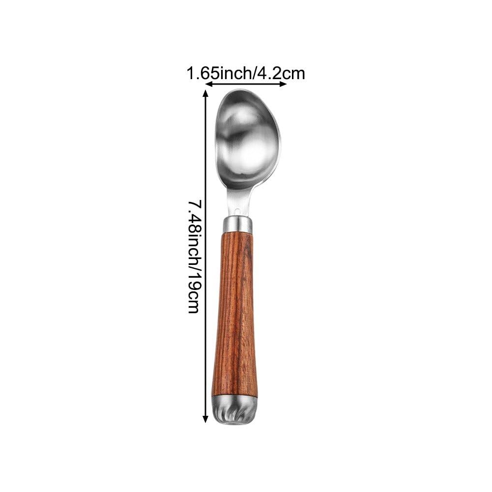 Łyżka do lodów ze stali nierdzewnej drewniany uchwyt łopatka do owoców melon Baller łyżka do ciasteczek łyżka kuchenna do tłuczonych ziemniaków, klopsików