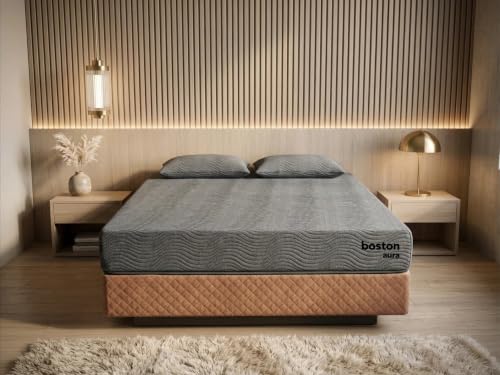 Image of Boston Aura 6-Inch Graphite Infused Certified Natural Latex Mattress, Queen Size (78x60x6 Inch), Medium-Soft | Orthopedic | Hypoallergenic | GOTS Certified Seroya Organic Fabric | 7-Year Warranty