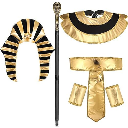 Chapeau de roi Tuts et coiffe de pharaon égyptien pour une soirée cosplay et Halloween réussie
