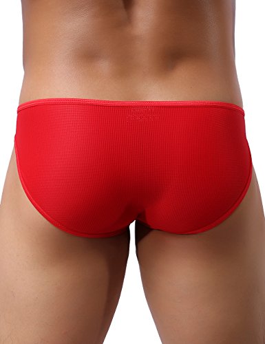 Ikingsky Men's Seamless Front Pouch Bikini Underwear Sexy Low Rise Breathable Men Tagless Briefs Underwear (Large, Color 1) #TOP6