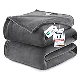 WAVVE Plaid Coperta Pile di Flanella 260gsm - 220x240 cm, Grigio - Pled Divano Pelosa Lett...