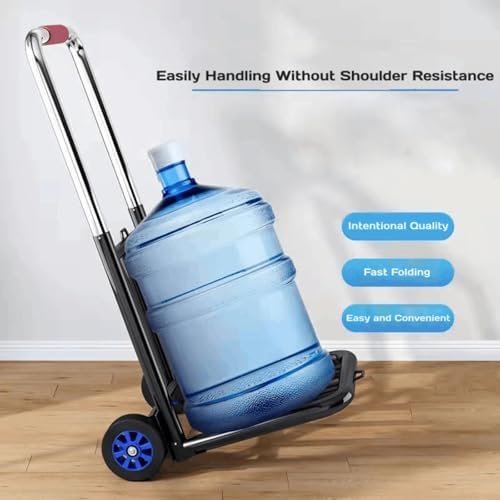 Luggage Trolley Cart with Adjustable Folding Hand Truck and 3 Elastic Ropes, 70kg Capacity for Outdoor Travel, Grocery Shopping, and Moving